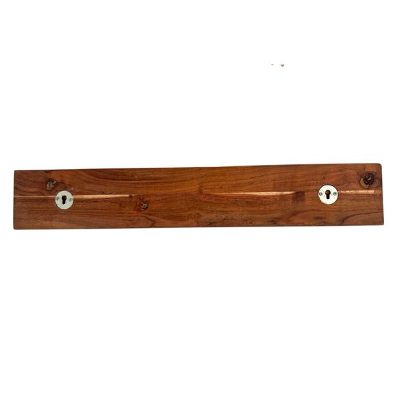 Casa Decor Wood Wall Hanger 5 Marble Knob Hooks Modern Rustic Entryway Organizer - Picture 5 of 7